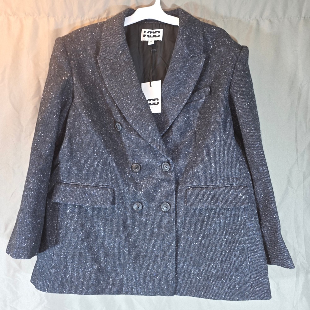 KBB by Kahlana Charcoal Tweed Double Breasted Blazer Jacket XL KBBO-001-6